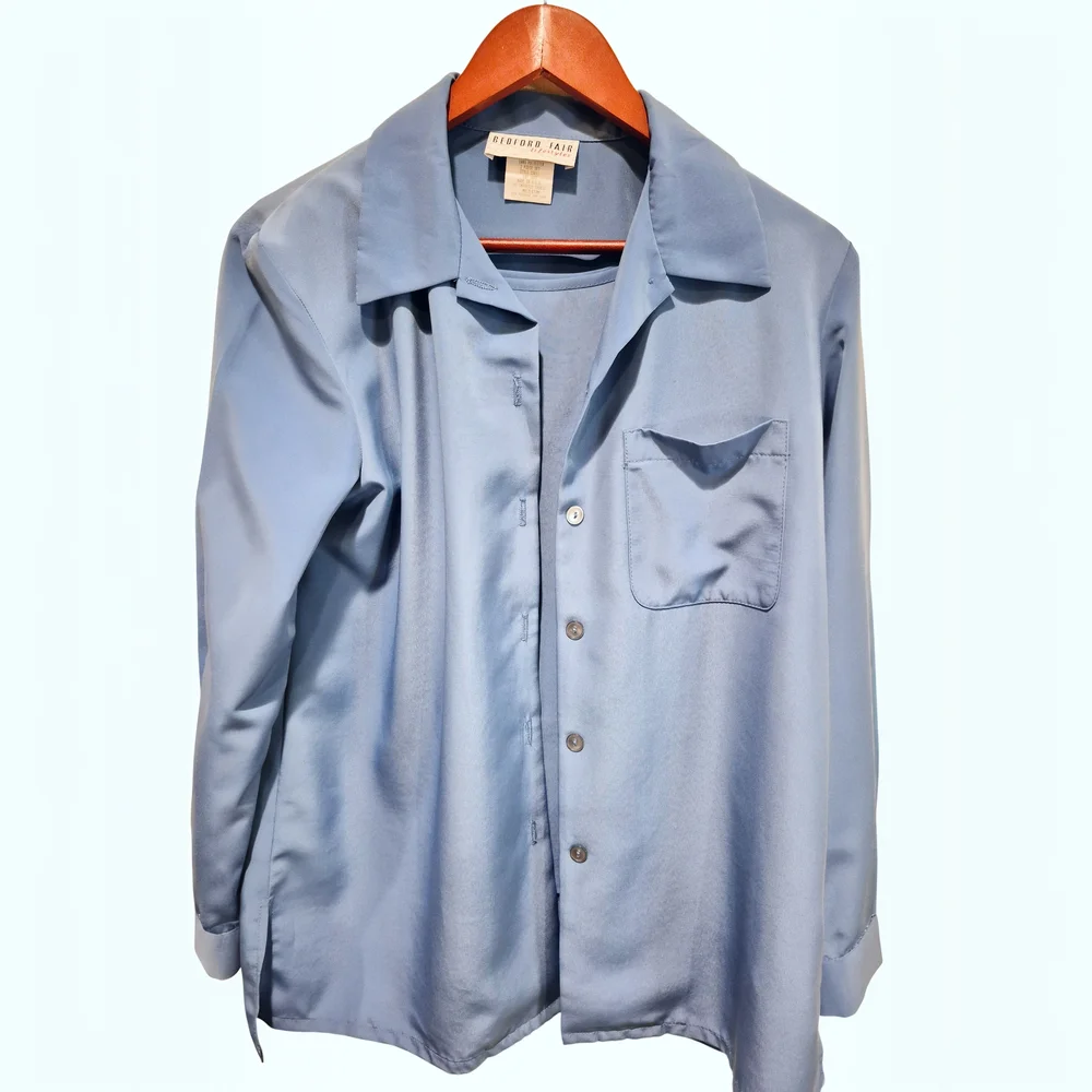 Bedford Fair Blue 2-Piece Blouse & Tank Set | Vintage Style | Size Medium Set - Picture 4 of 7